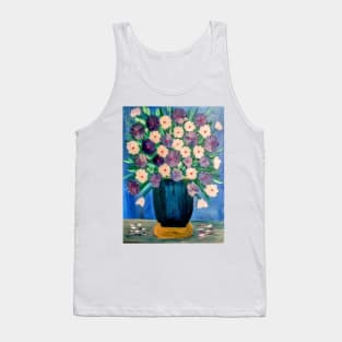 Some abstract mixed flowers in a metallic vase Tank Top